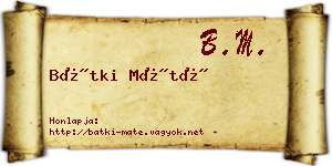 Bátki Máté névjegykártya
